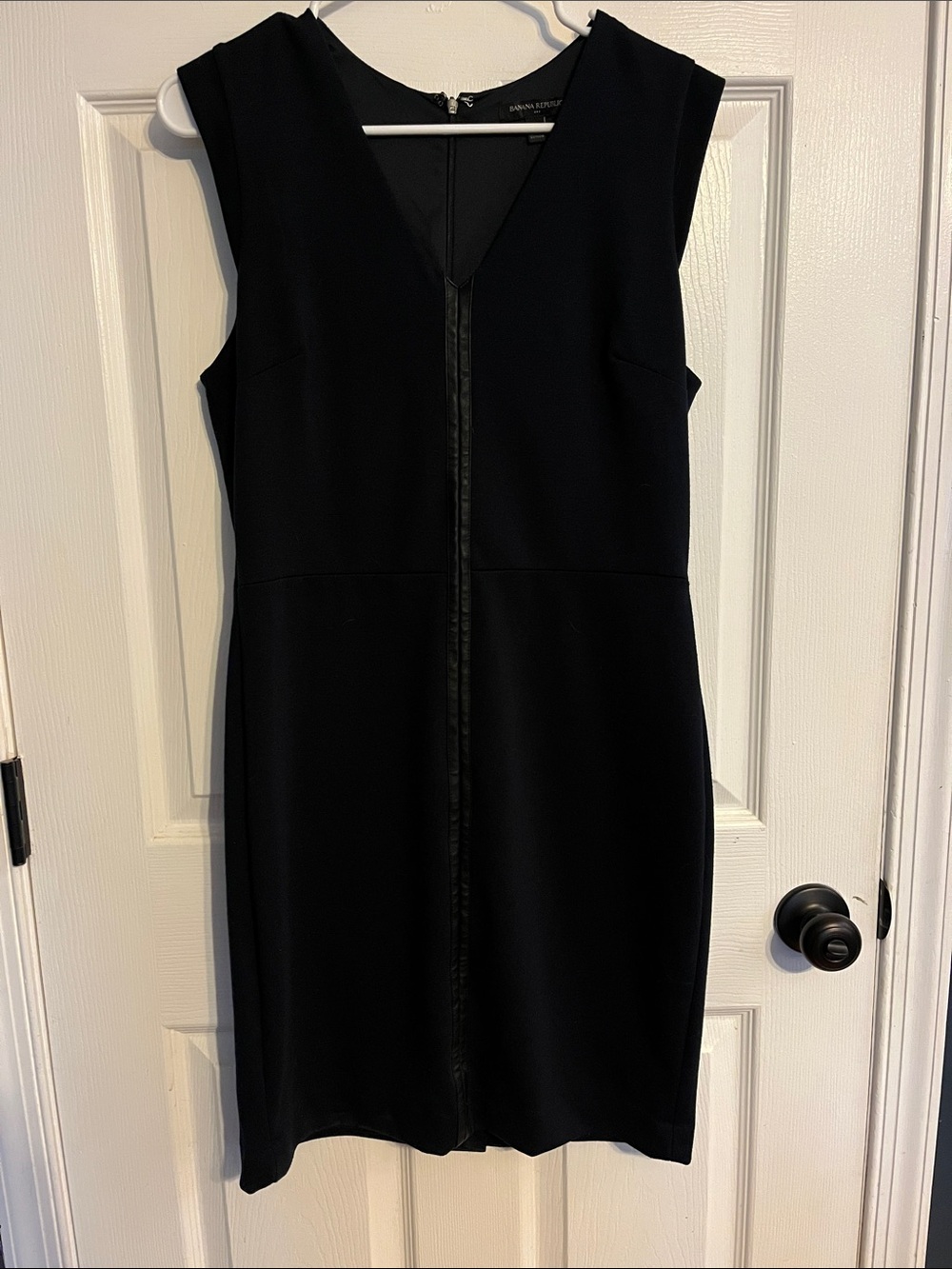 Banana Republic Black V-Neck Midi Sheath Dress